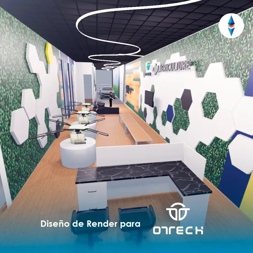 Render 3D de oficina OTECH Jalisco